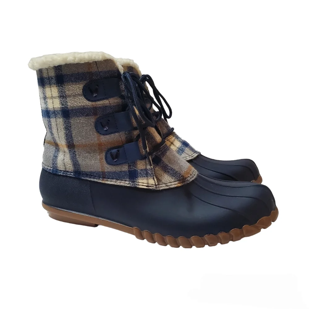 Jack Rogers Haley Plaid High Top Duck Boots Size 11 Tartan